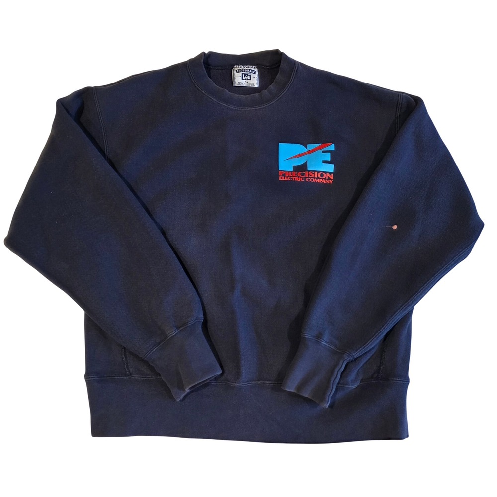 Vintage 90s Lee Crossgrain Sweatshirt XL Navy Reverse Weave Precision Electric